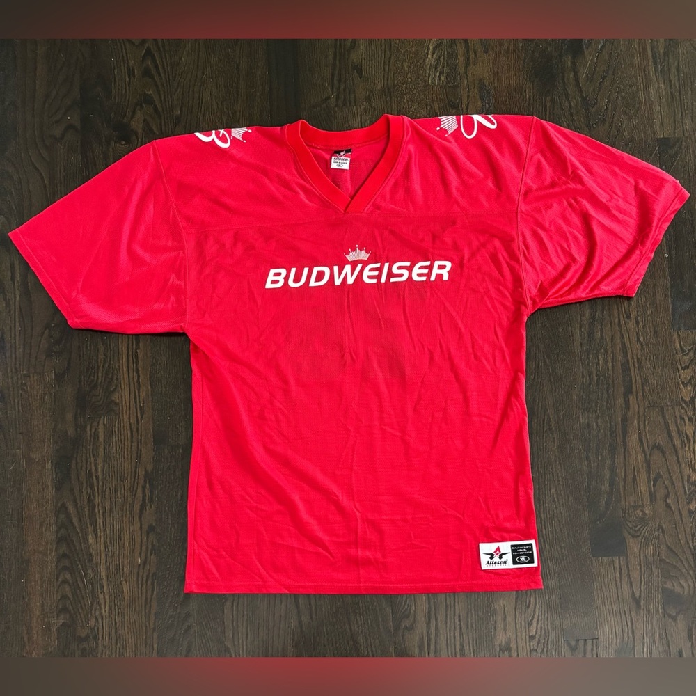 Vintage Budweiser Football Jersey XL Red 76